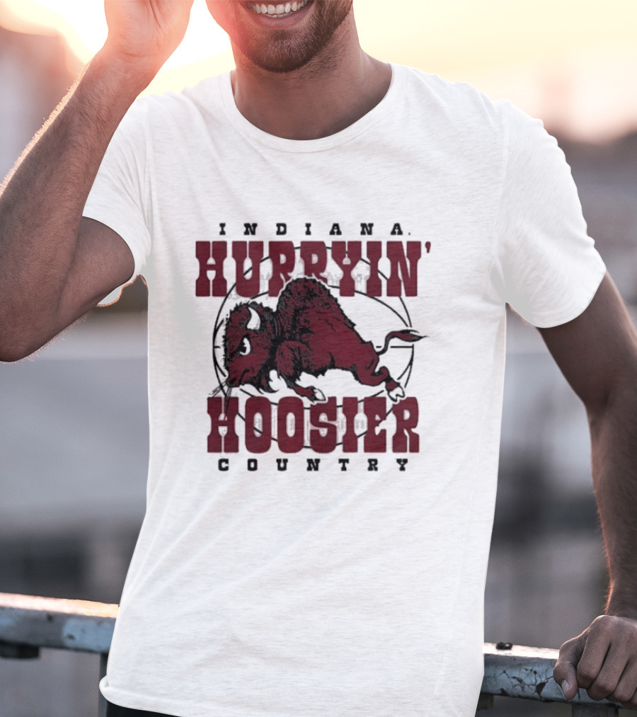 Indiana Hoosiers Basketball Hurryin' Hoosier Country Buffalo T-Shirt