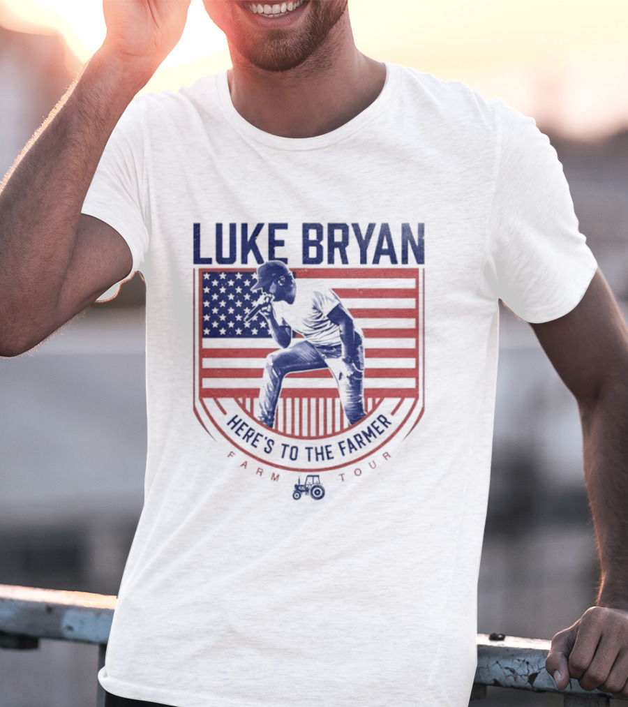 Luke Bryan Here's To The Farmer Farm Tour USA Flag T-Shirt