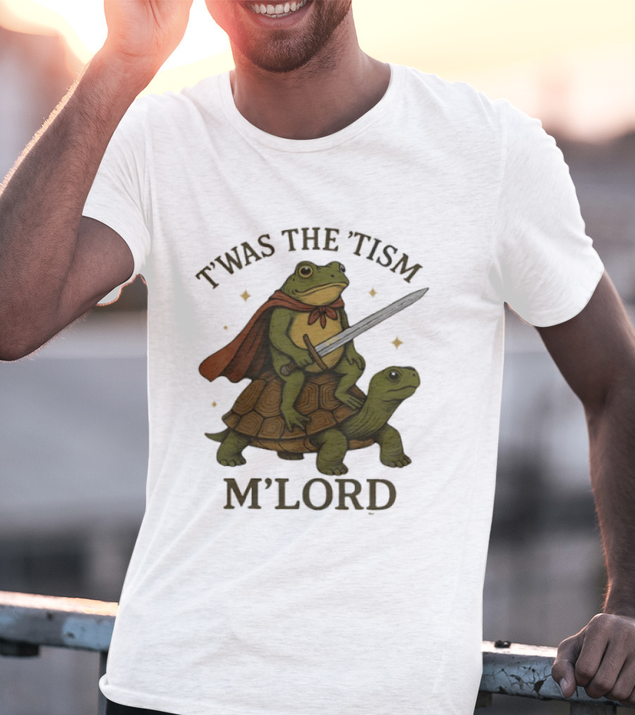 T'was The 'Tism M'Lord Medieval Knight Frog Riding Turtle T-Shirt