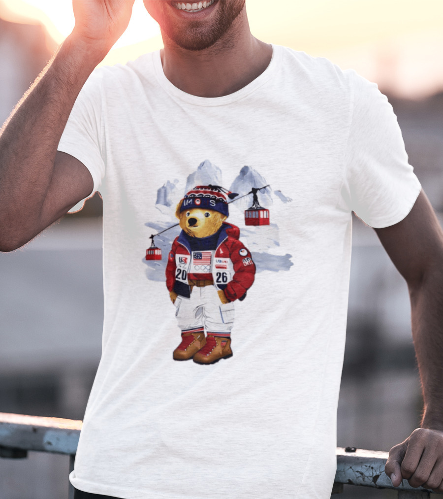 Taylor Olympics 2026 Bear Winter Skiing Outfit T-Shirt