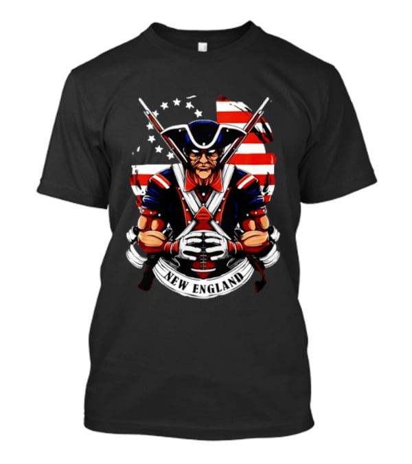 Patriotic New England Patriots American Flag Football Player T-Shirt