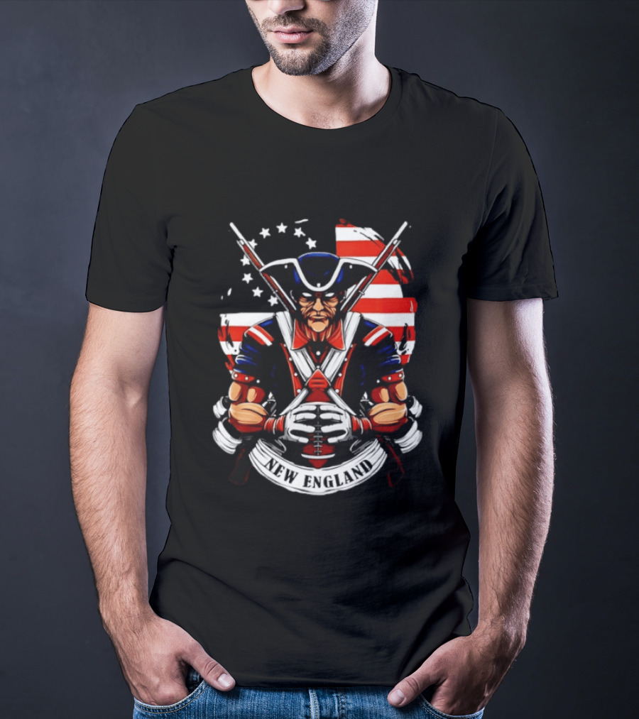 Patriotic New England Patriots American Flag Football Player T-Shirt