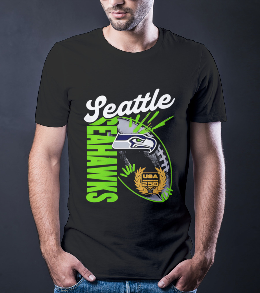 Seattle Seahawks USA 250 Gold Standard Football T-Shirt