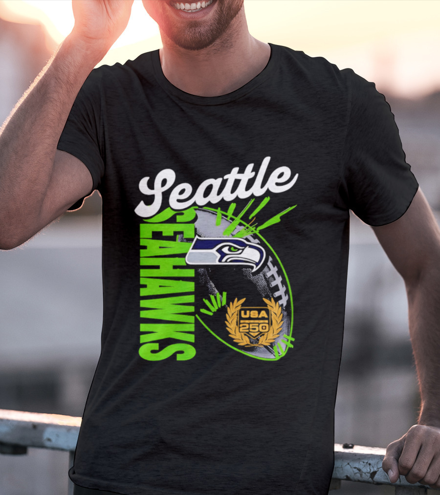 Seattle Seahawks USA 250 Gold Standard Football T-Shirt