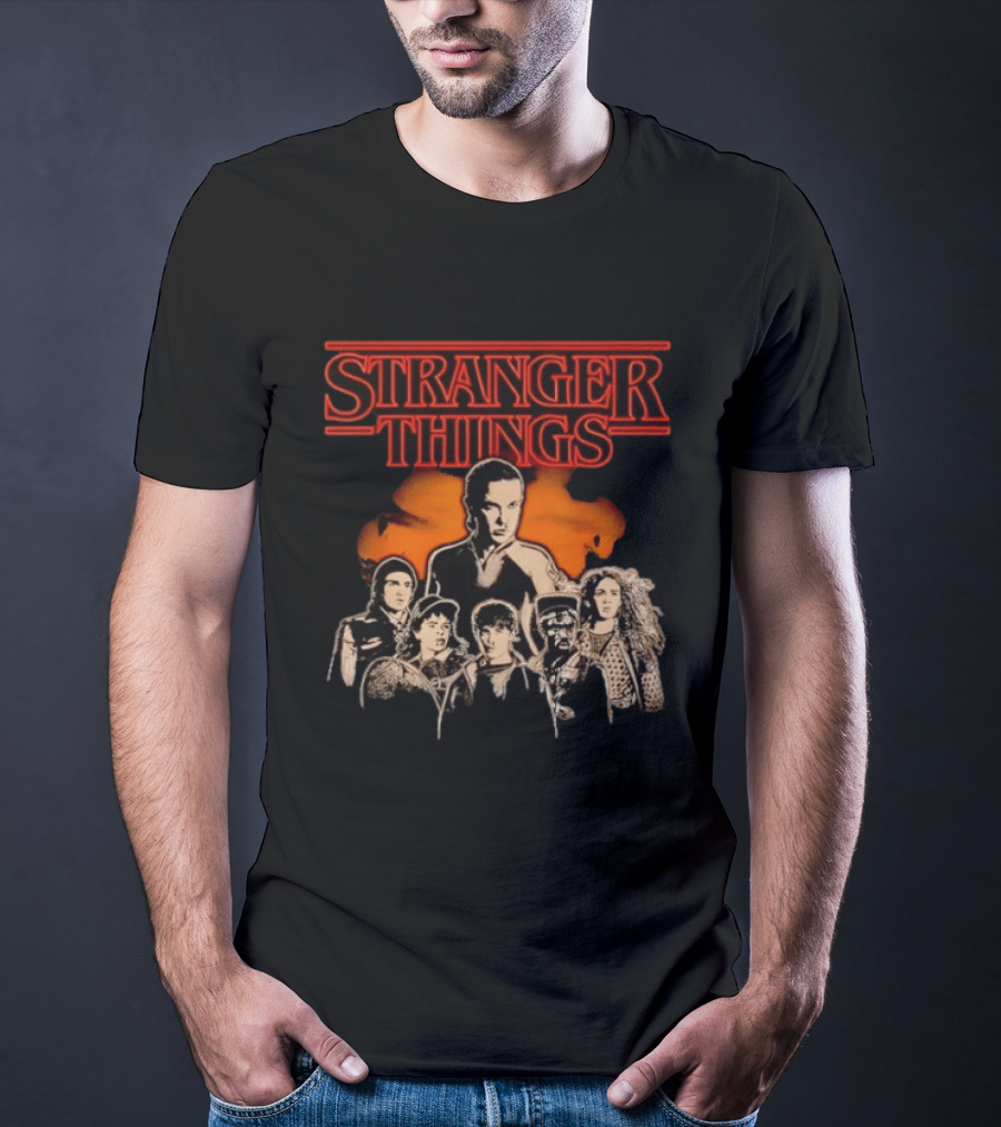 Stranger Things Cast Group Illustration With Eleven And Main Characters T-Shirt