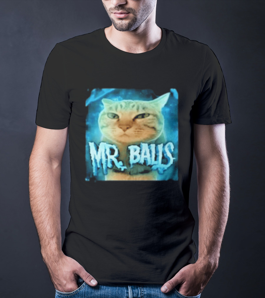 Mr Balls Cat Meme Funny Blue Glowing T-Shirt