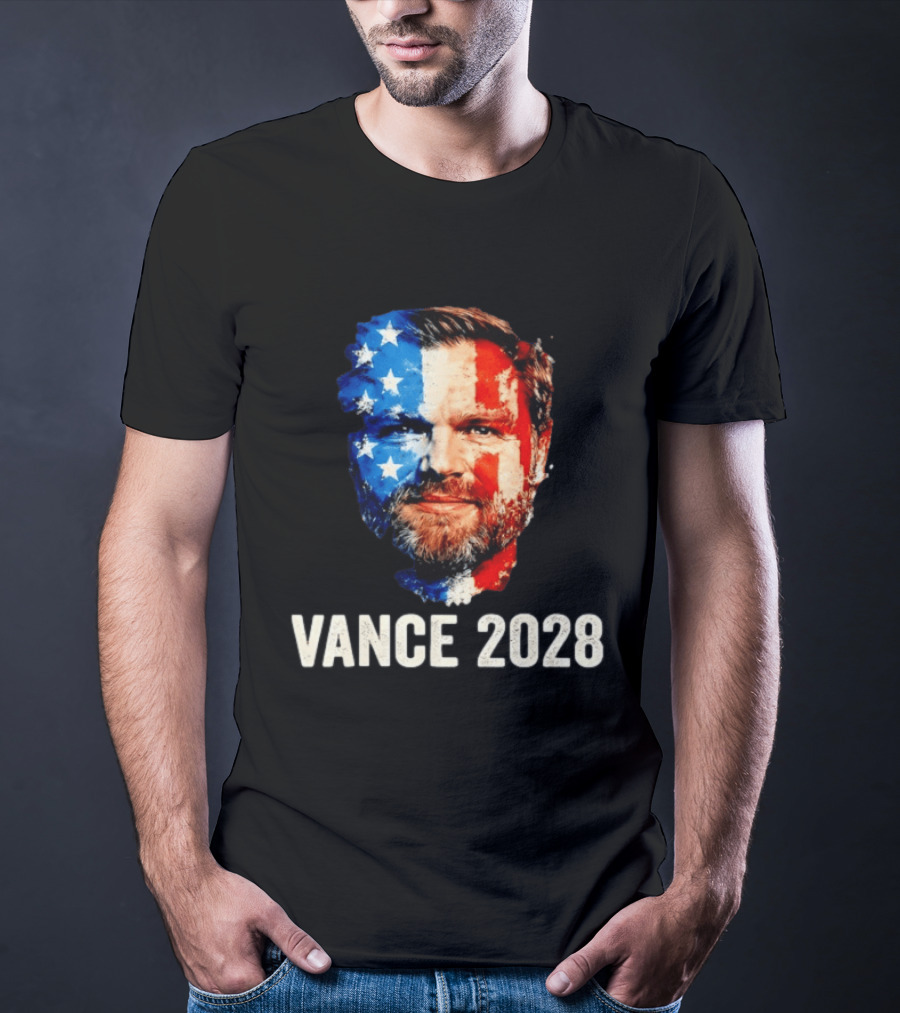 Vance 2028 US Flag Face Patriotic Election Campaign T-Shirt