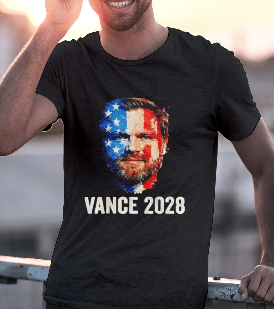 Vance 2028 US Flag Face Patriotic Election Campaign T-Shirt