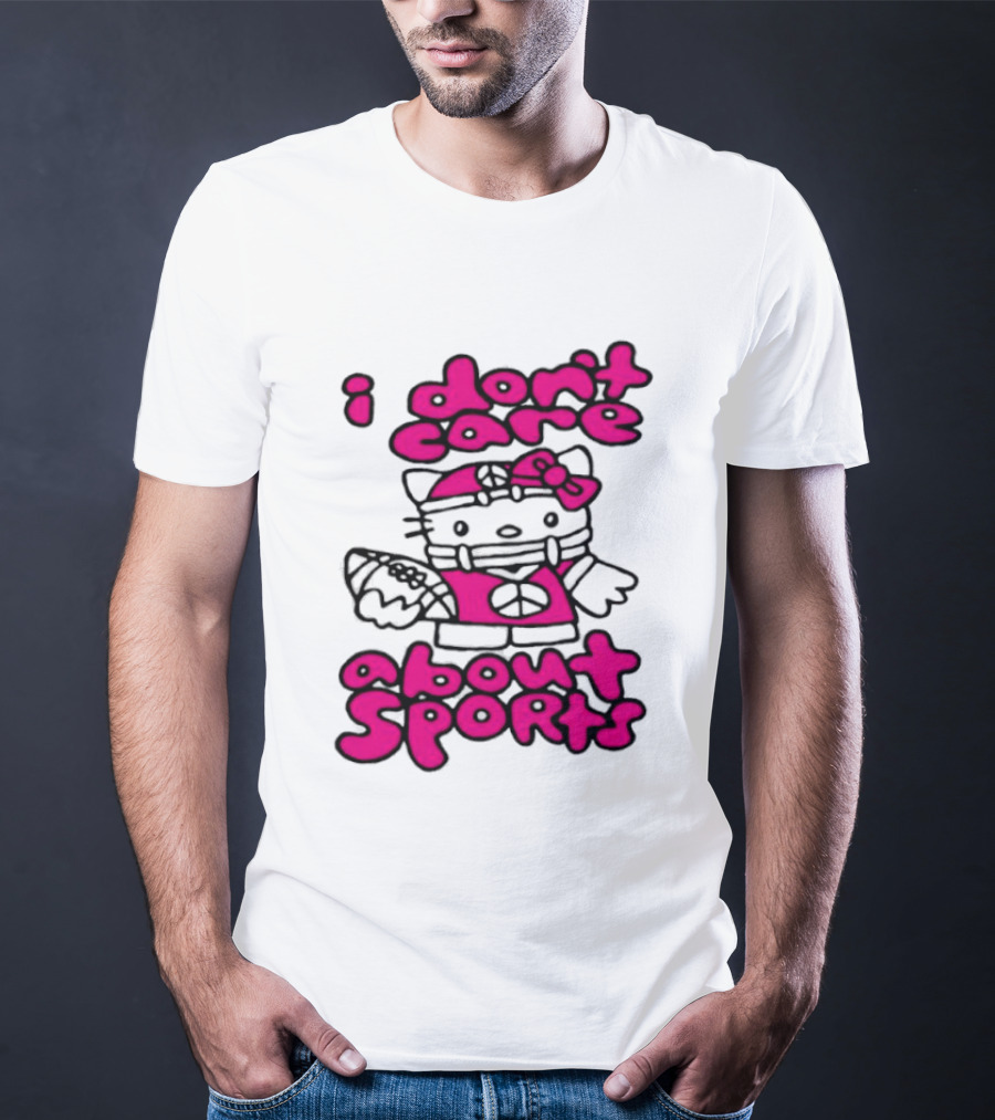 Hello Kitty I Don't Care About Sports Playful Attitude T-Shirt