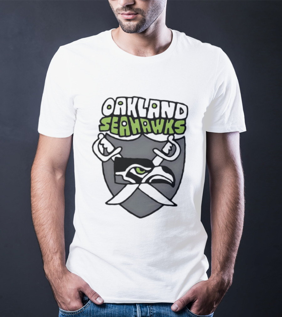 Oakland Seahawks Raiders Shield Crossed Swords T-Shirt