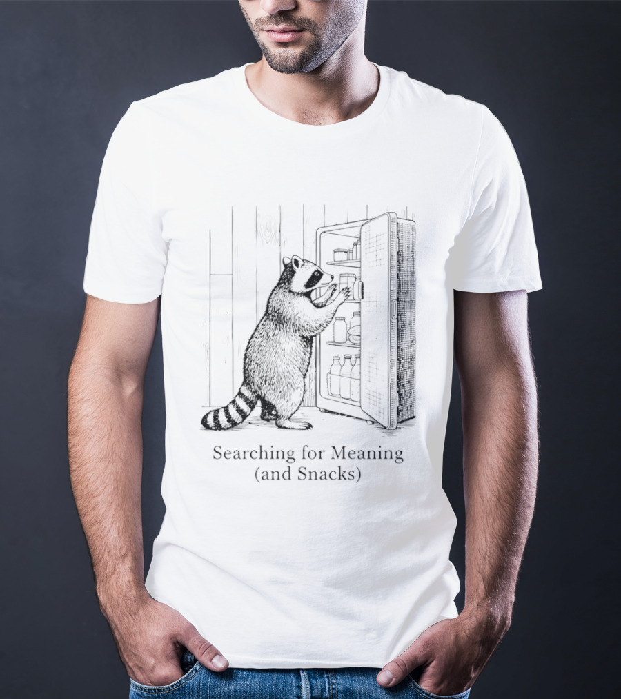 Raccoon Searching For Meaning And Snacks Humorous Wildlife T-Shirt