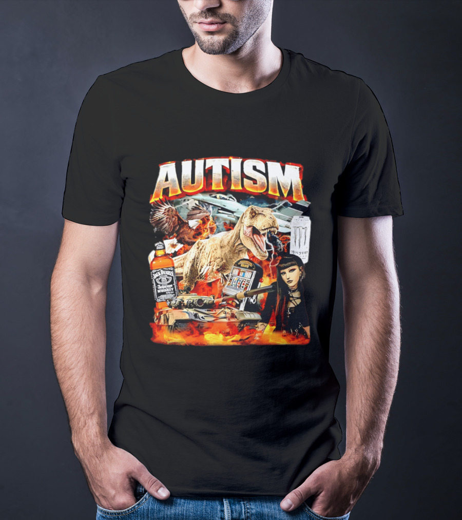 Autism Rex Eagle Jack Daniel's Tank Monster Energy Explosion T-Shirt