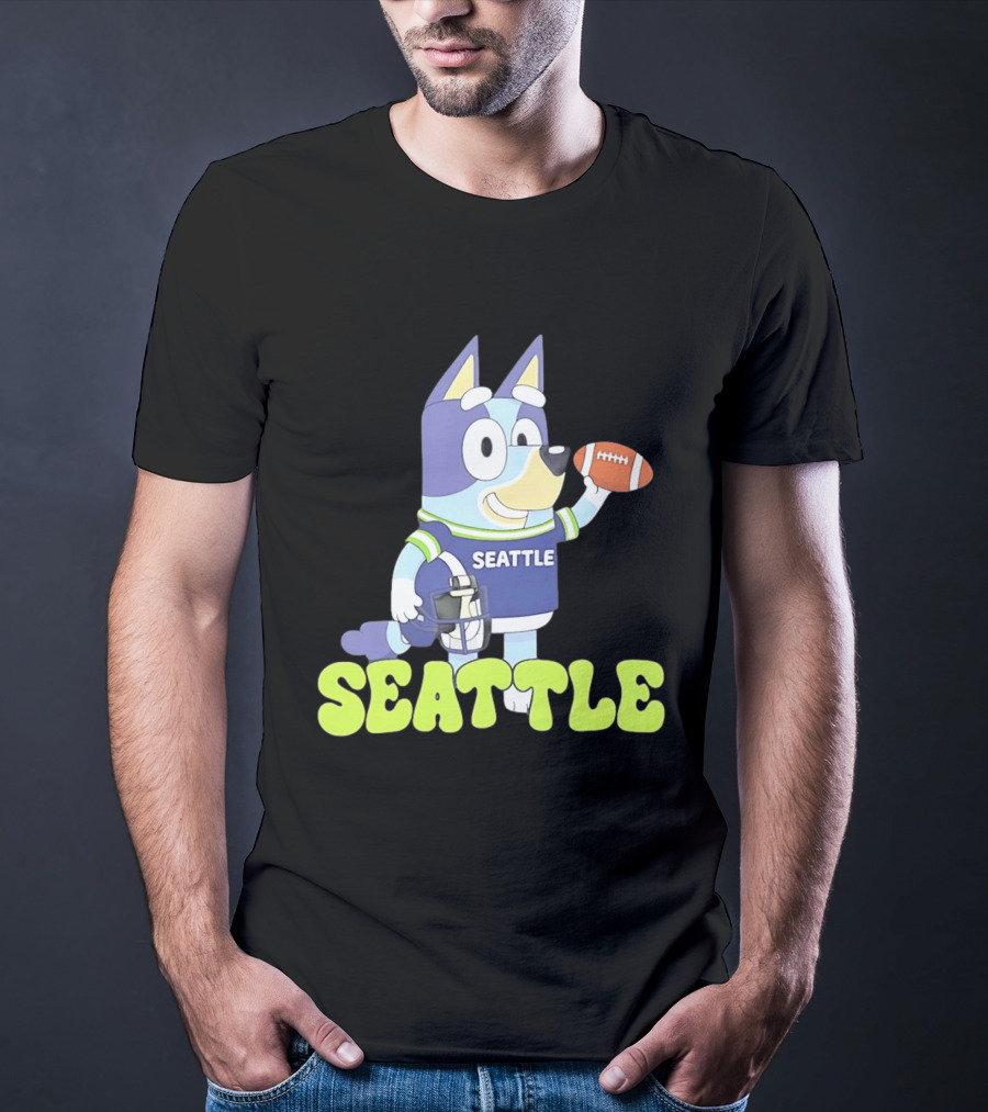 Bluey Seattle Football Cartoon 2026 Seahawks Fan Gear T-Shirt