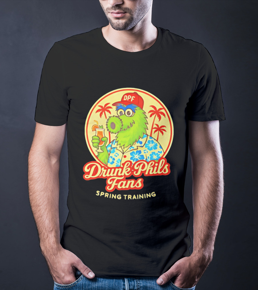 Drunk Phils Fans DPF Mascot Hawaiian Spring Training Palm Trees T-Shirt