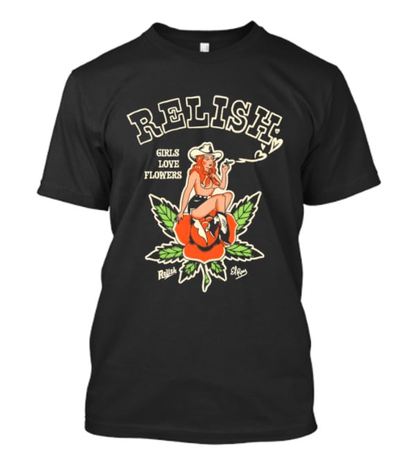 Relish Girls Love Flowers El Ray Cowboy Smoking Rose T-Shirt