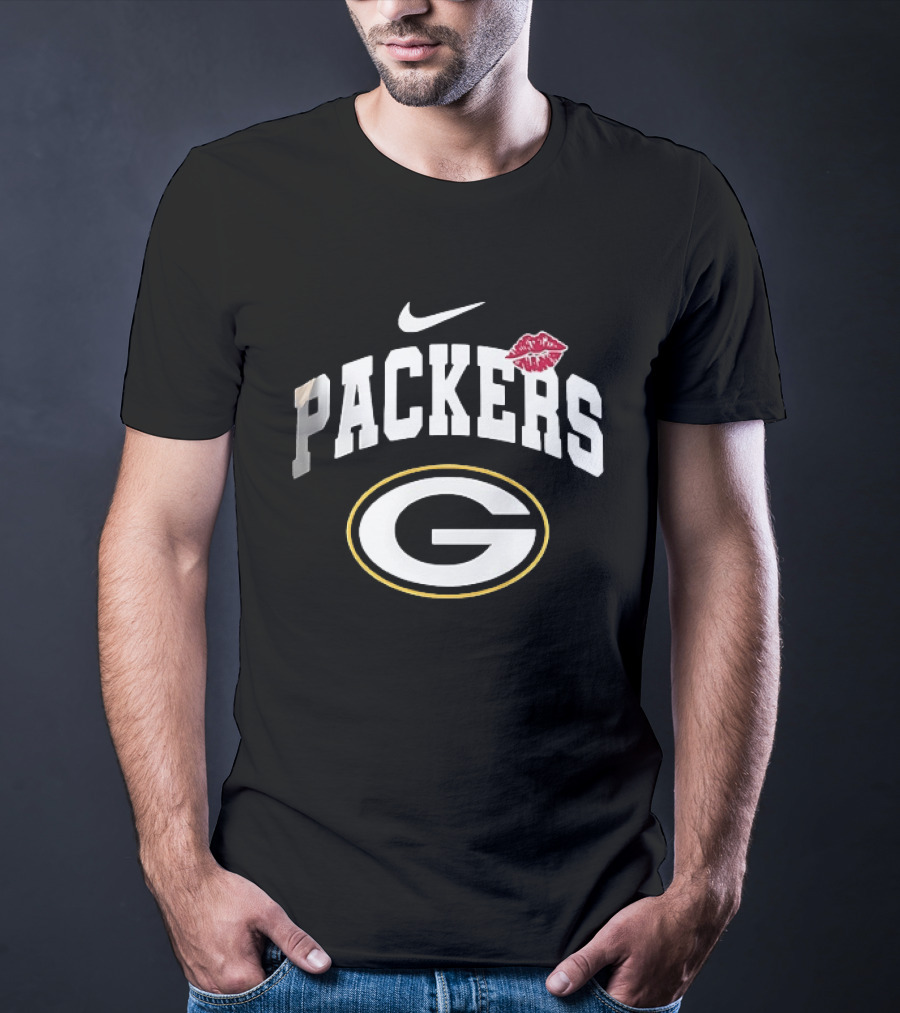 Green Bay Packers Nike Lipstick Kiss Sports Fan T-Shirt