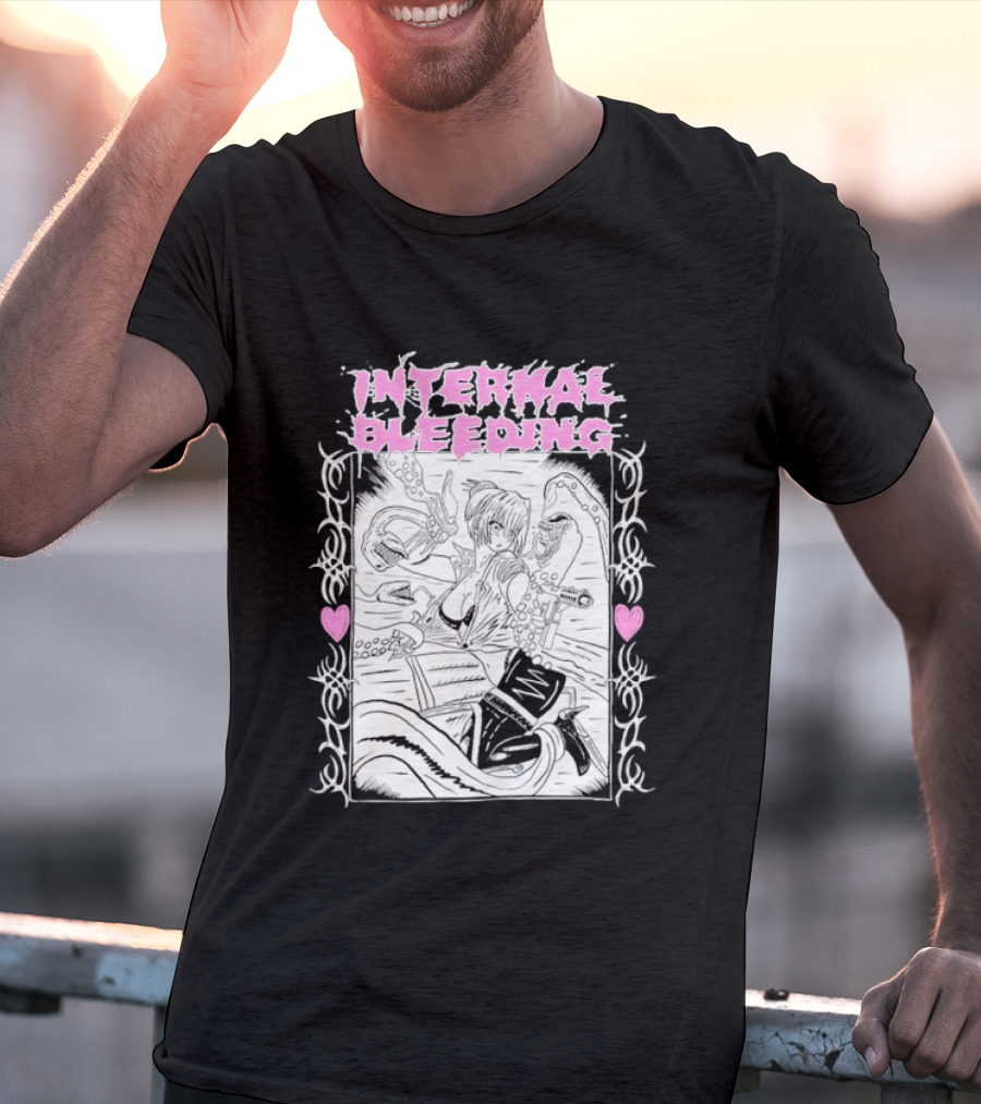 Internal Bleeding Anime Pastel Aesthetic Manga Style Hearts T-Shirt