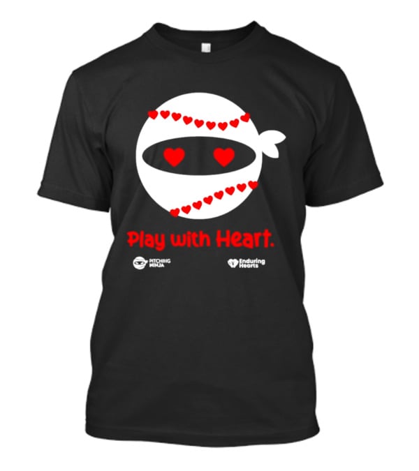 Pitching Ninja Play With Heart Red Love Hearts Baseball T-Shirt