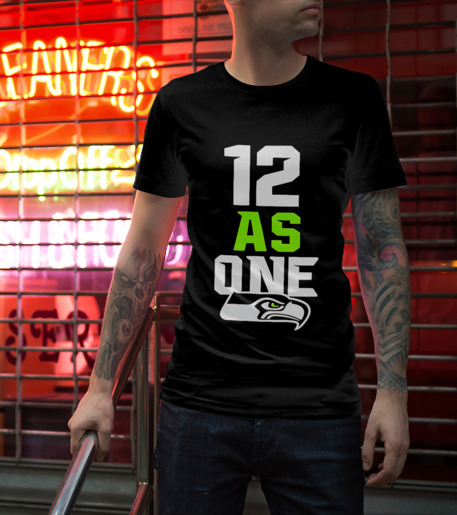 Seattle Seahawks 12 As One Fan Slogan With Team T-Shirt