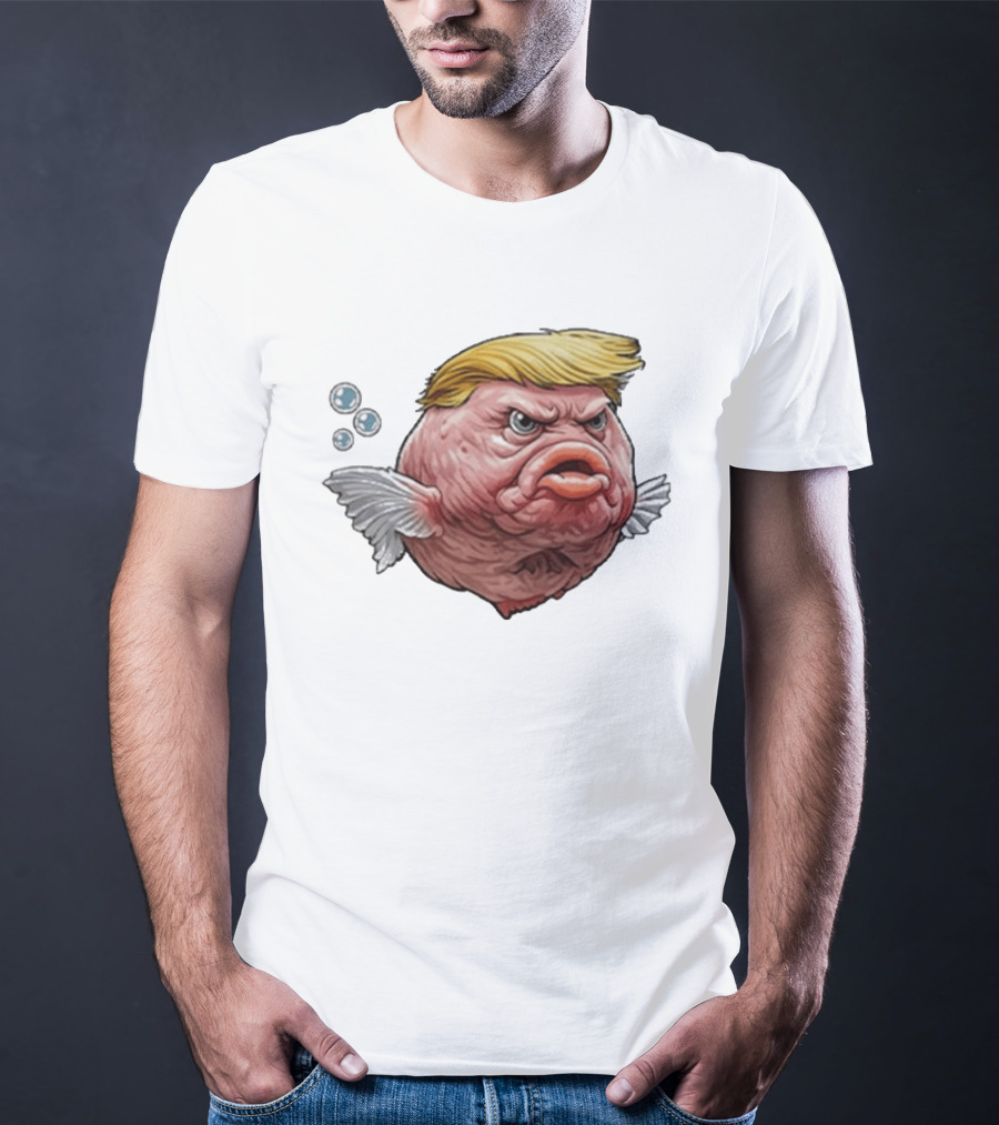 Angry Fish Trump Political Cartoon Satire T-Shirt