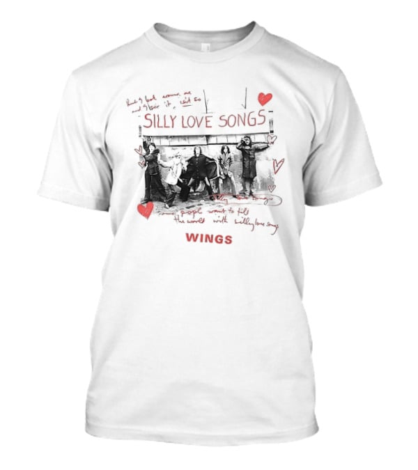 Silly Love Songs Wings Red Heart Music Band T-Shirt