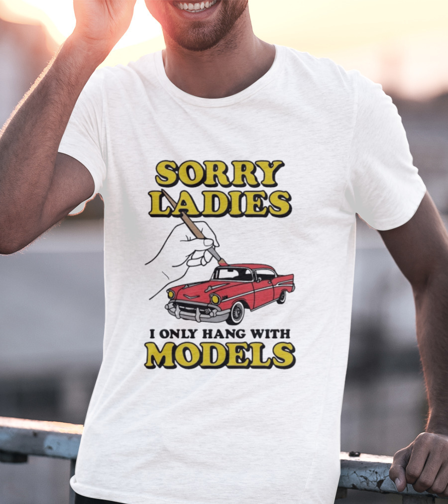 Sorry Ladies I Only Hang With Car Models Vintage Red Classic Car Painting T-Shirt