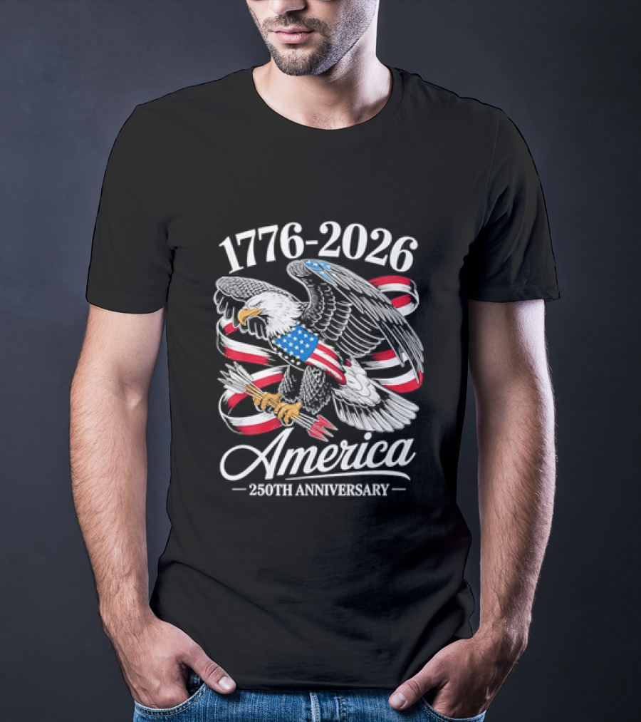 1776 2026 America 250th Anniversary Eagle Flag T-Shirt
