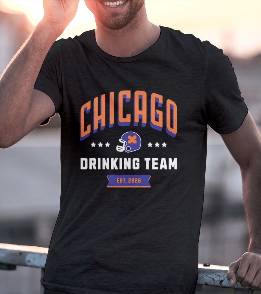 Chicago Drinking Team St Patrick's Day Helmet Est 2026 T-Shirt
