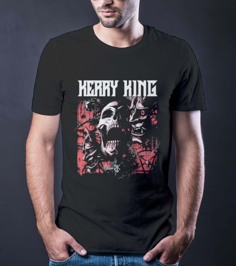 Kerry King Hell Echo Distorted Faces Red White T-Shirt