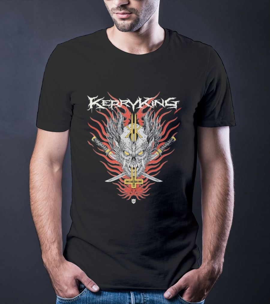 Kerry King Flaming Skull With Swords And Hiro Yakai T-Shirt