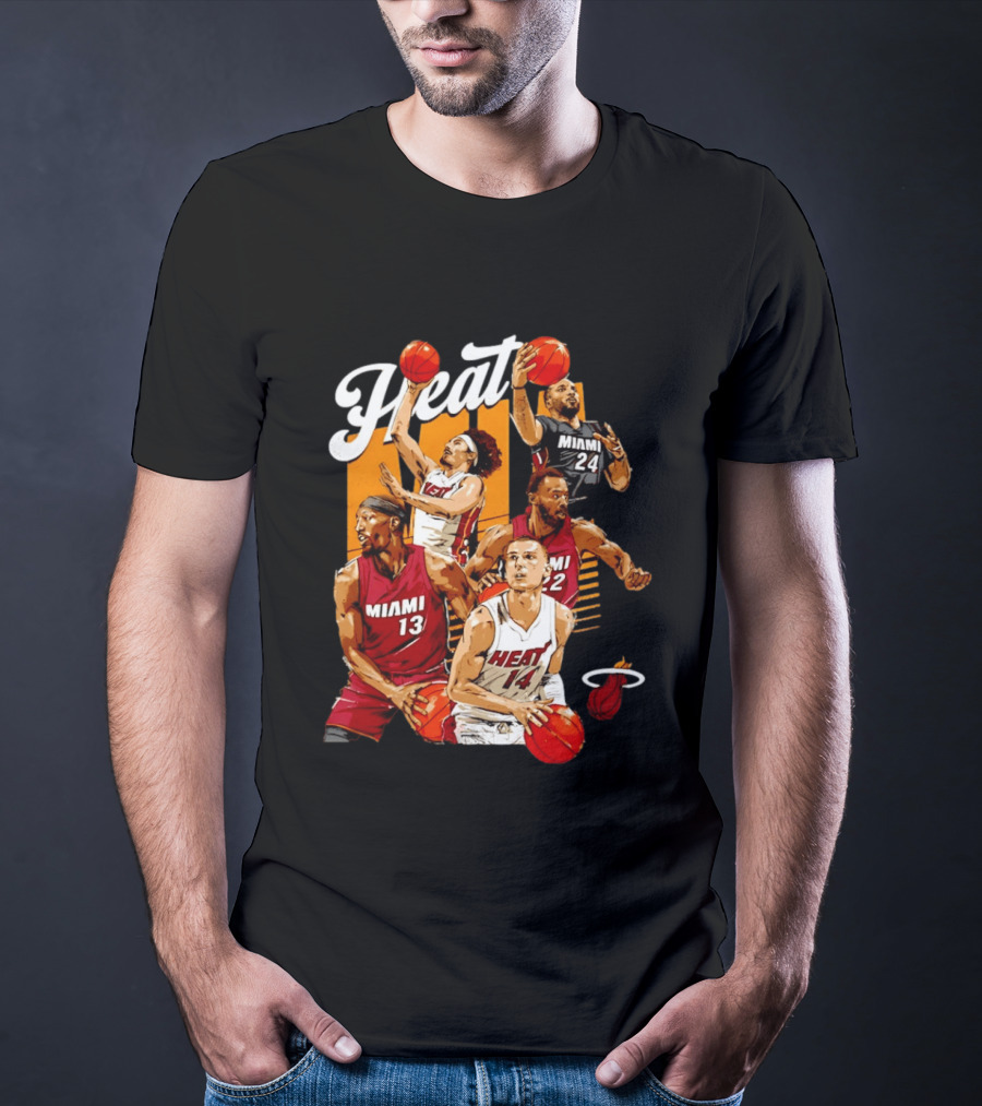 Miami Heat 2026 Starting 5 Basketball Players Miami 13 14 22 24 T-Shirt