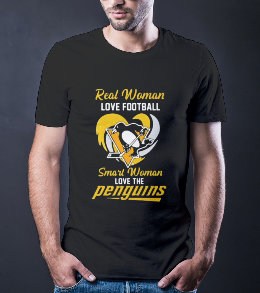 Real Woman Love Football Smart Woman Love The Penguins T-Shirt
