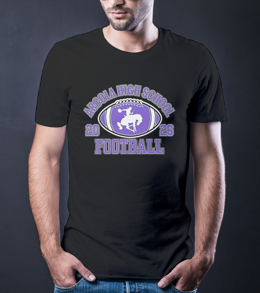 Arcola High School Football 2026 Purple Football T-Shirt