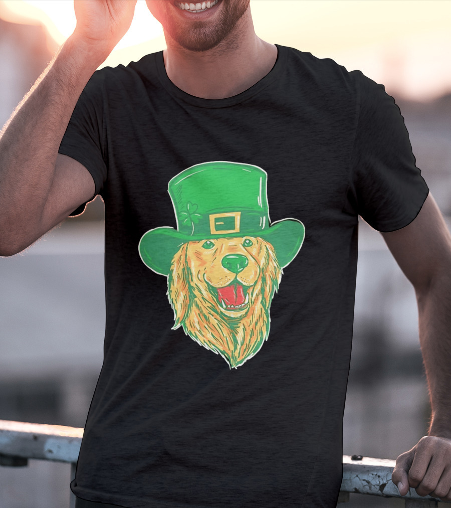 Leprechaun Golden Retriever St. Patrick's Day 2026 Celebration T-Shirt