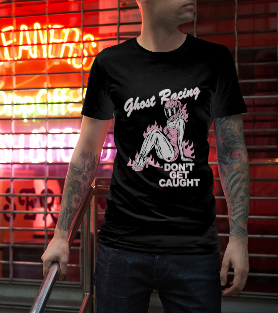 Ghost Racing Don't Get Caught Flaming Helmeted Figure T-Shirt