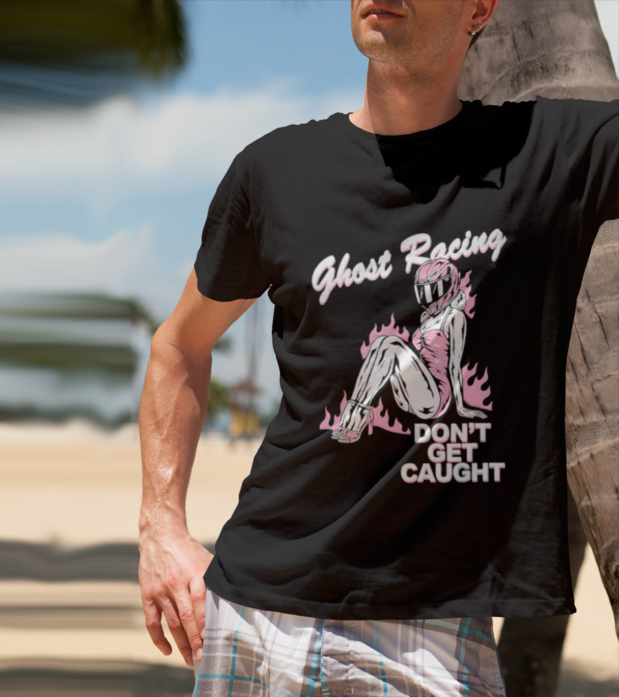 Ghost Racing Don't Get Caught Flaming Helmeted Figure T-Shirt