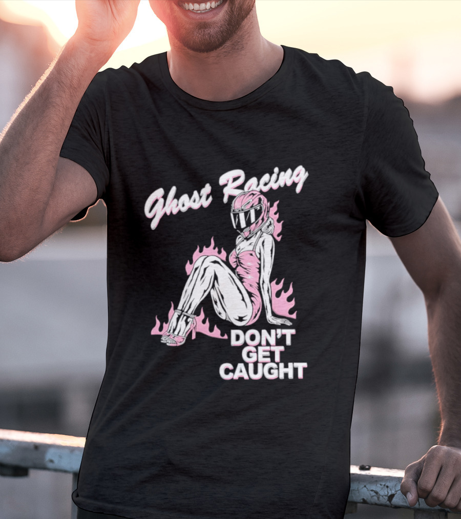 Ghost Racing Don't Get Caught Flaming Helmeted Figure T-Shirt