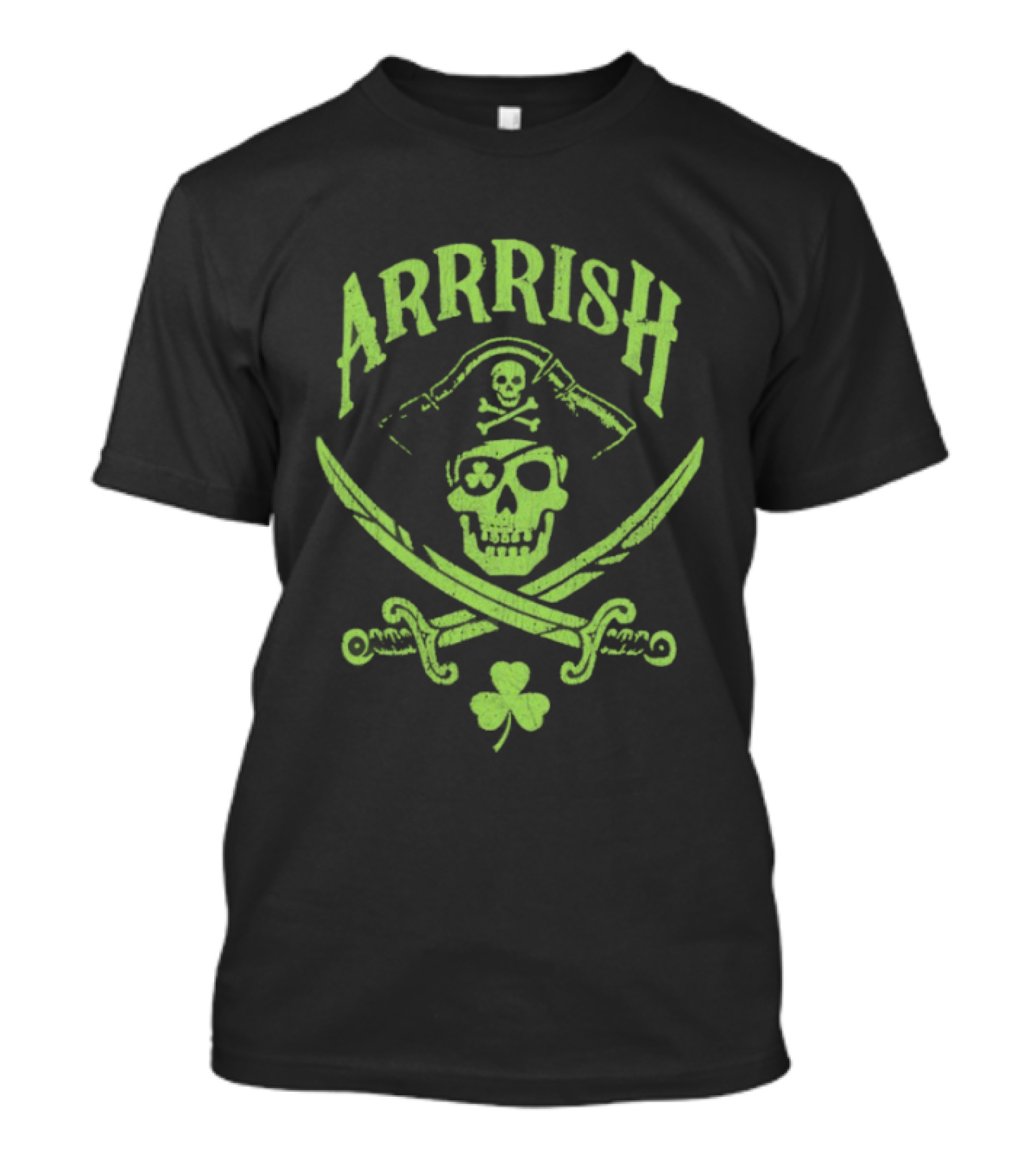Arrrish Pirate Skull Shamrocks St. Paddy's Day T-Shirt
