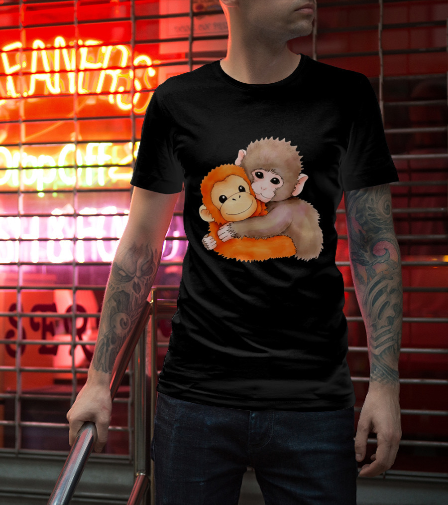 Baby Monkey Named Punch Hugging Meme Cute Animal Friendship T-Shirt
