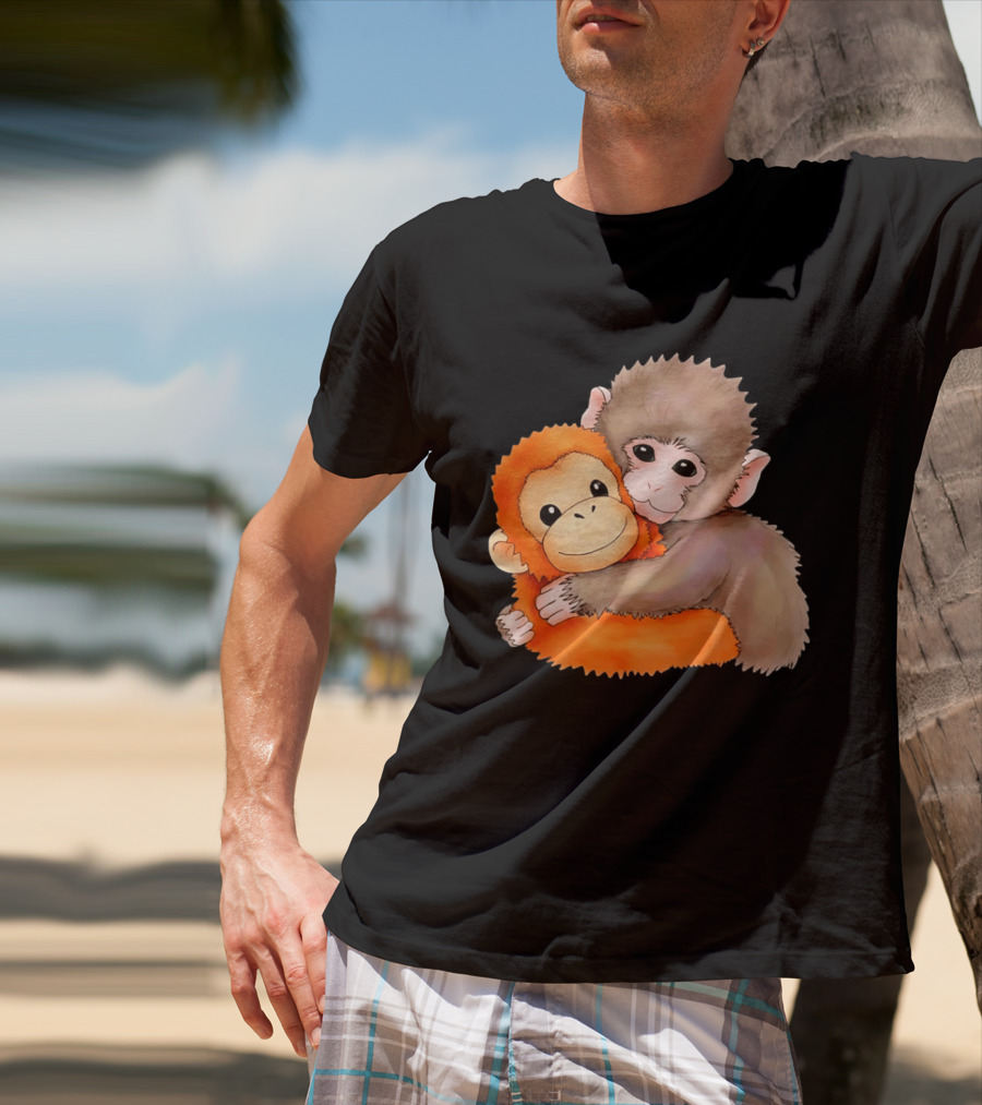Baby Monkey Named Punch Hugging Meme Cute Animal Friendship T-Shirt