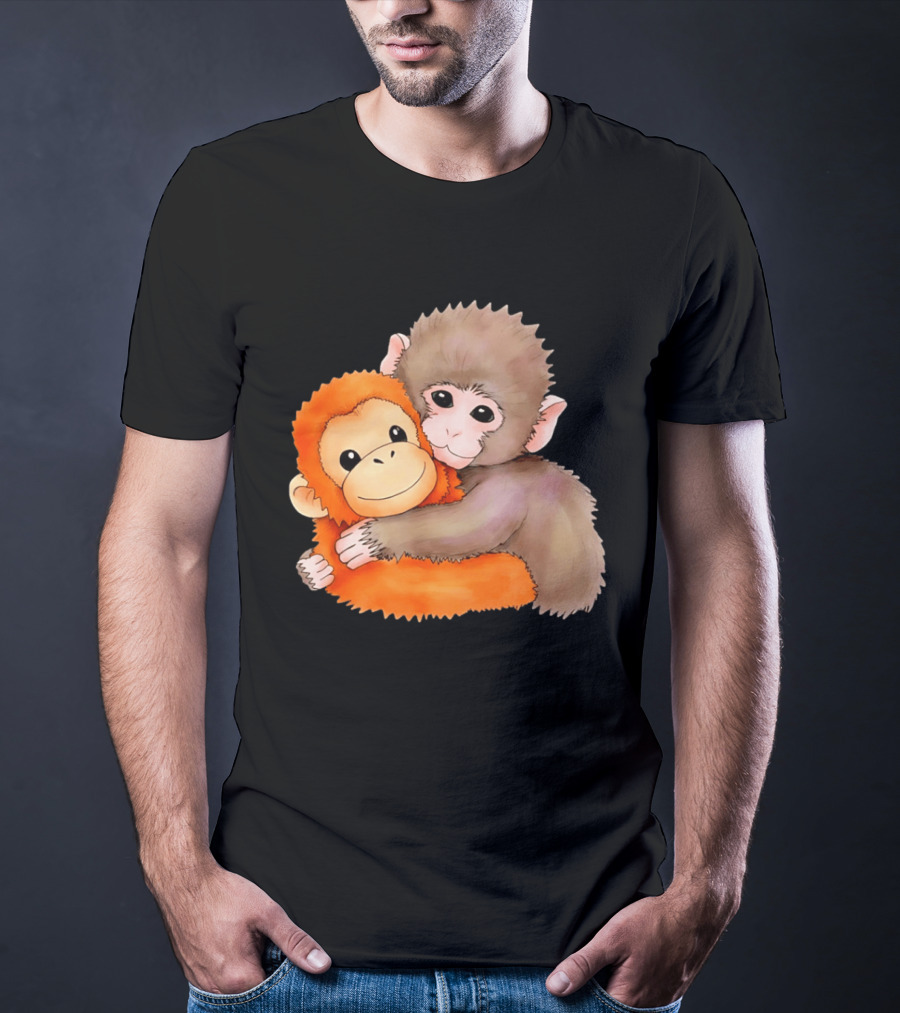 Baby Monkey Named Punch Hugging Meme Cute Animal Friendship T-Shirt
