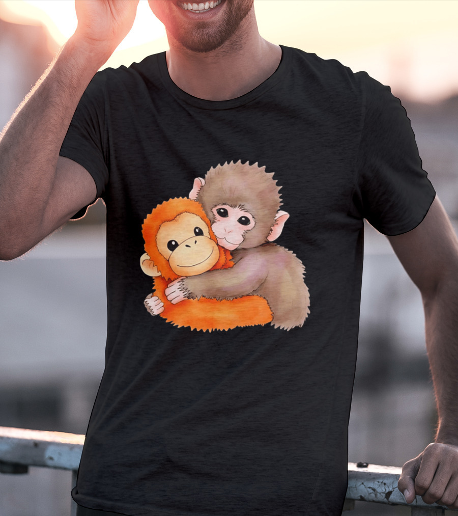 Baby Monkey Named Punch Hugging Meme Cute Animal Friendship T-Shirt