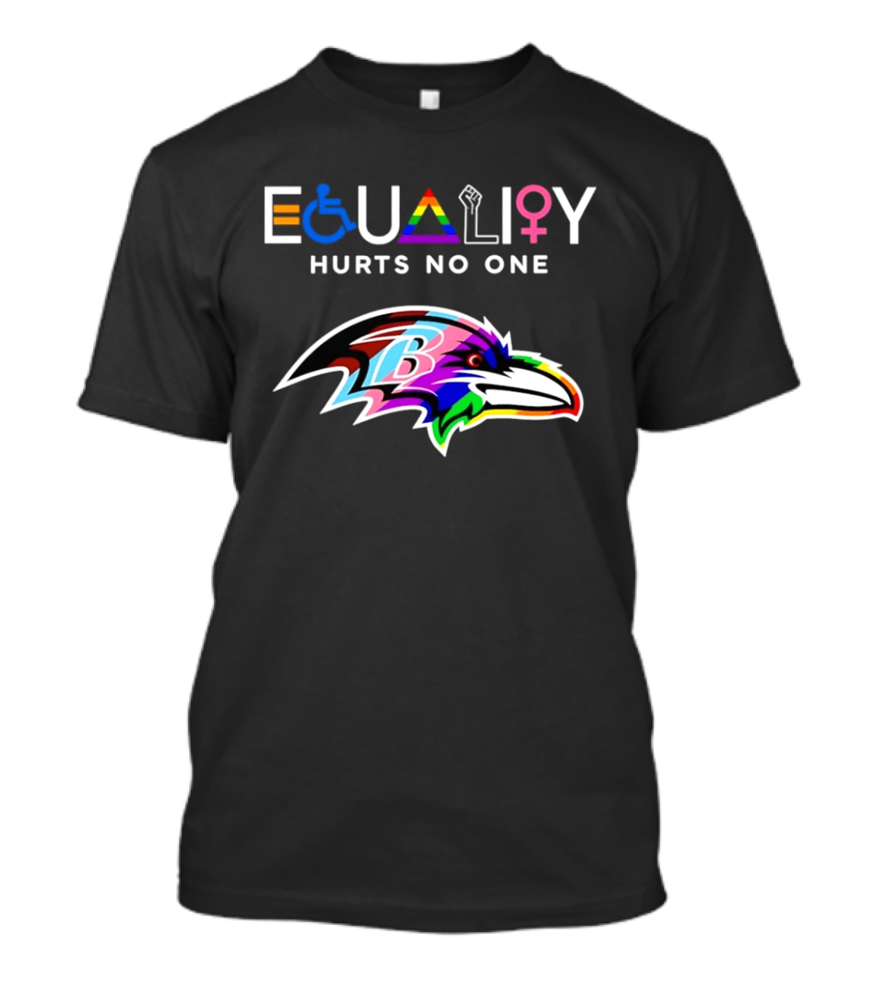 Baltimore Ravens Equality Hurts No One Inclusivity Pride T-Shirt