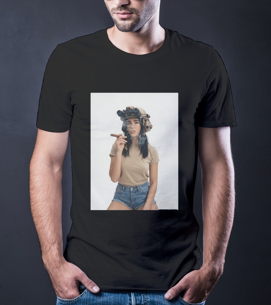 D Lipa Smoking Cigar Night Vision Helmet Aesthetic T-Shirt