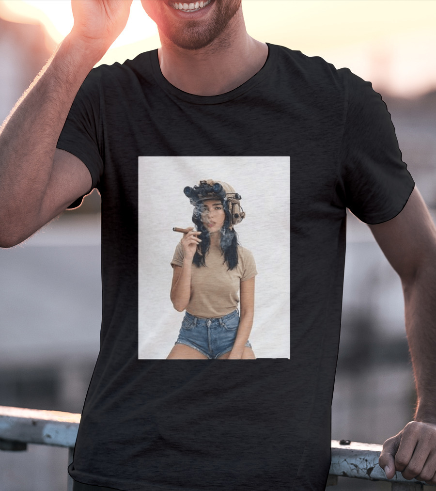 D Lipa Smoking Cigar Night Vision Helmet Aesthetic T-Shirt