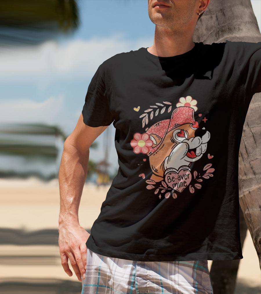 Buc Ee's Beaver Be Mine Valentine's Day Flowers Hearts T-Shirt