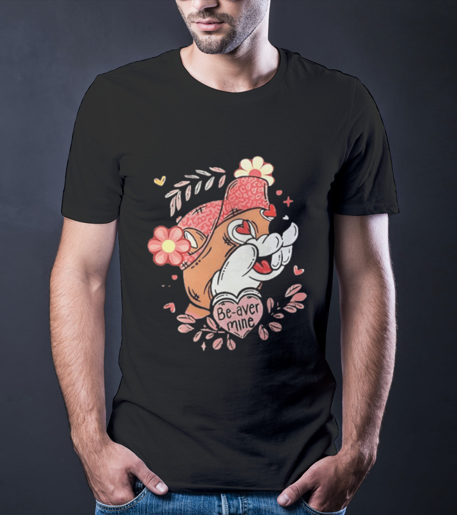 Buc Ee's Beaver Be Mine Valentine's Day Flowers Hearts T-Shirt