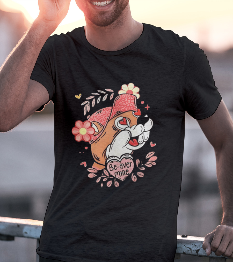 Buc Ee's Beaver Be Mine Valentine's Day Flowers Hearts T-Shirt