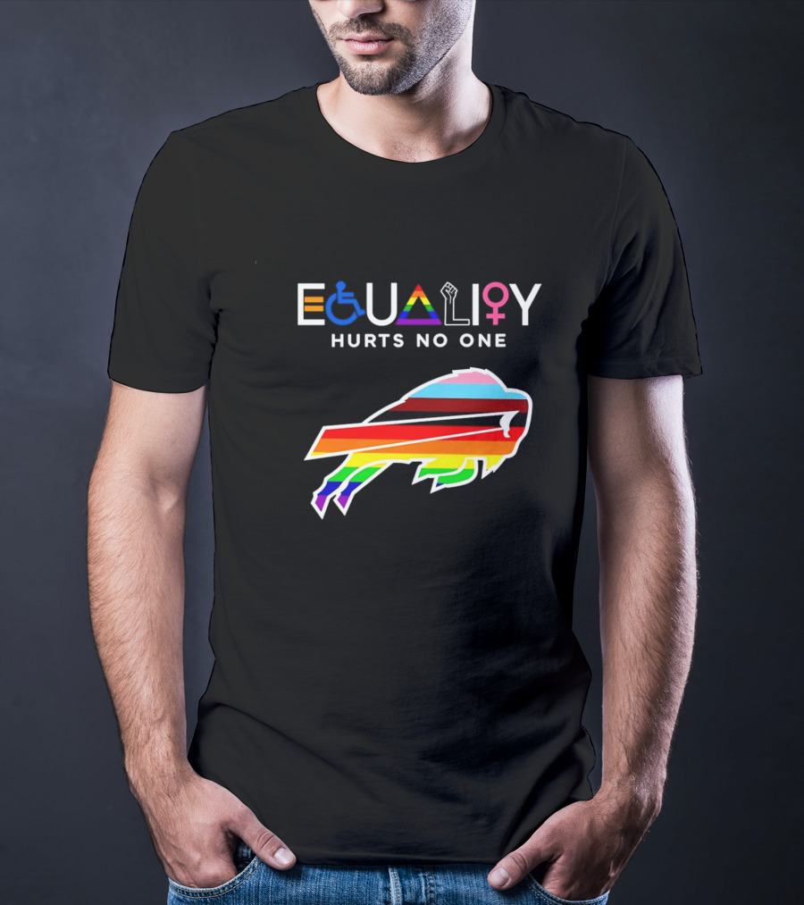 Buffalo Bills Equality Hurts No One Inclusivity Symbol With Rainbow Pride T-Shirt