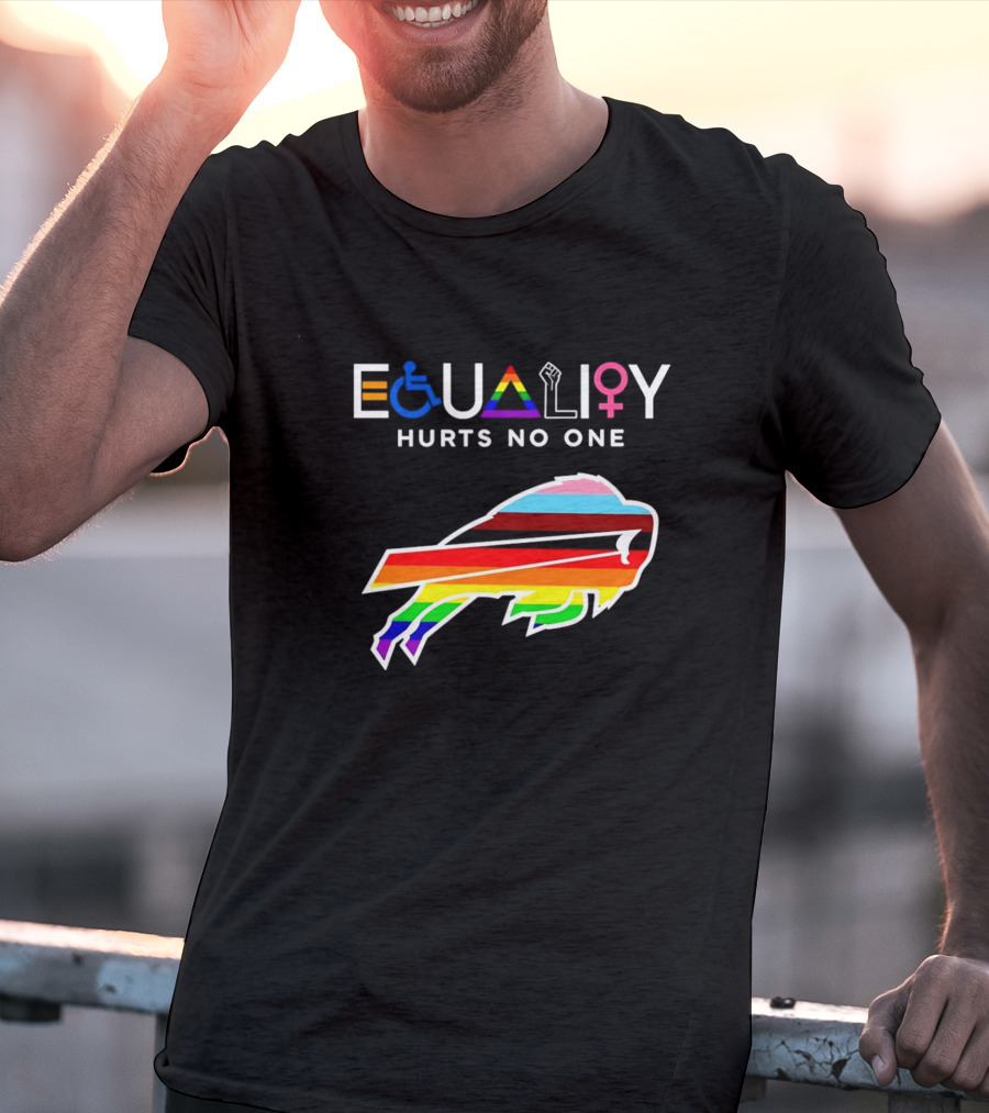 Buffalo Bills Equality Hurts No One Inclusivity Symbol With Rainbow Pride T-Shirt